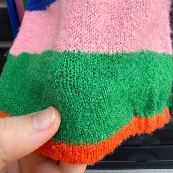 Nordstrom Stem Girl's Striped Fuzzy Knit Colorblock Cardigan in Multi | Size 8 - Picture 7 of 7